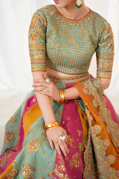 Pure Chiffon Embroidered Wedding Lehenga Choli Dress - WW490