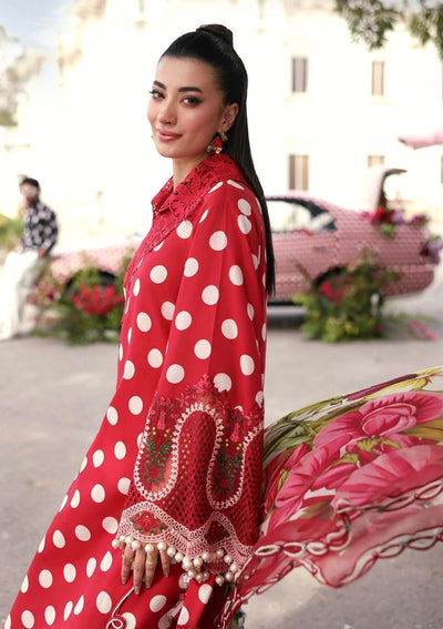 Pure Luxury Red Silk Embroidered Eid Outfit - LL454