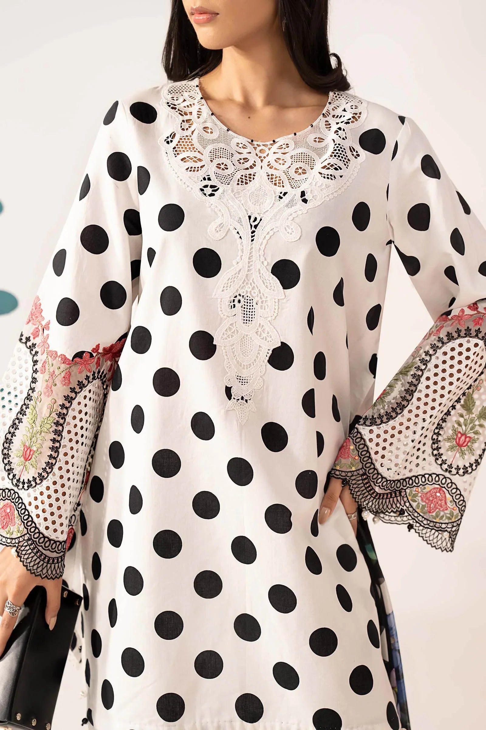 Pure Luxury White Silk Embroidered Eid Outfit - LL455