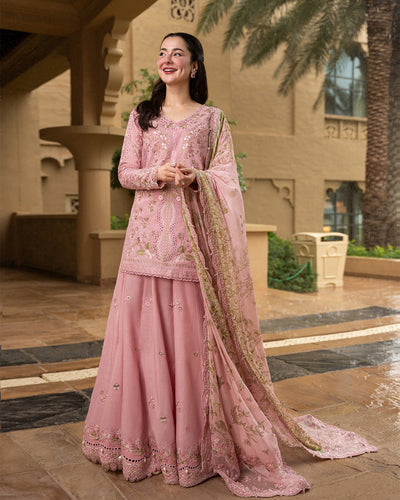 Pure Luxury Tea Pink Lawn Embroidered Eid Outfit - LL443
