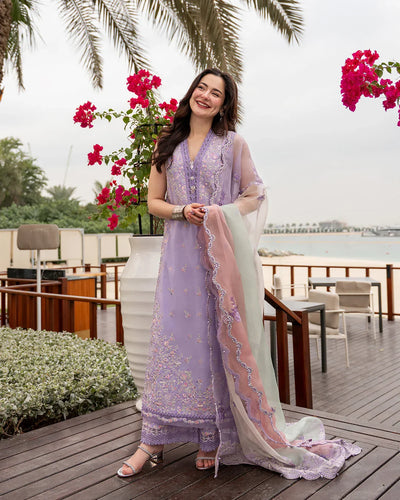 Pure Luxury Lilac Lawn Embroidered Eid Outfit - LL442