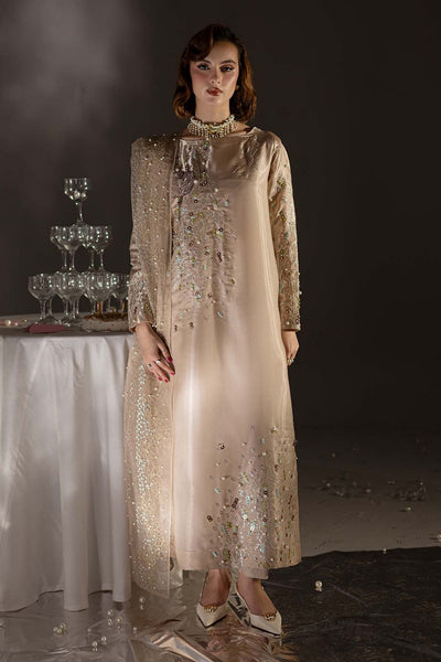 Pure Luxury Beige Gold Lawn Embroidered Eid Outfit - LL444