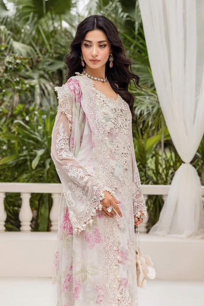 Pure Chiffon Off White Embroidered Dress - WW309