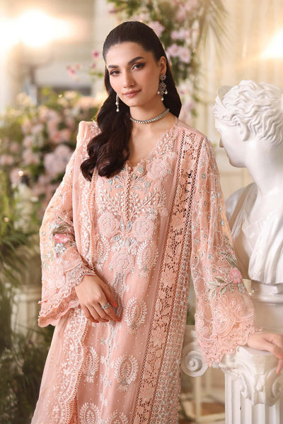 Pure Chiffon Tea Pink Embroidered Wedding Dress - WW503