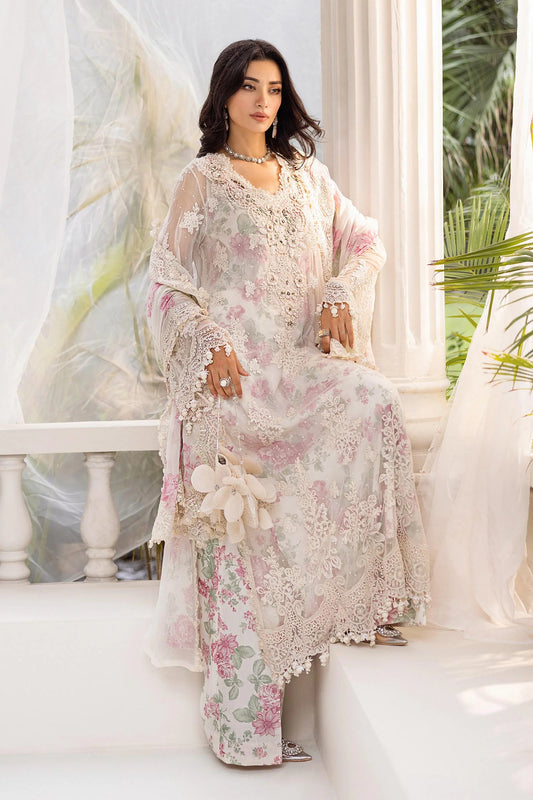 Pure Chiffon Off White Embroidered Dress - WW309