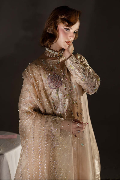 Pure Luxury Beige Gold Lawn Embroidered Eid Outfit - LL444