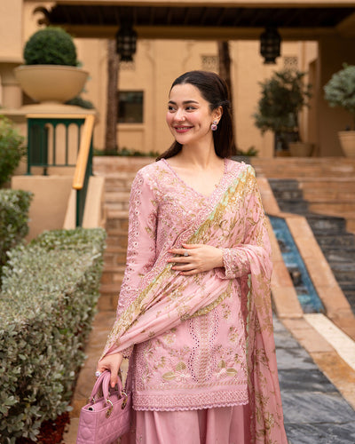 Pure Luxury Tea Pink Lawn Embroidered Eid Outfit - LL443