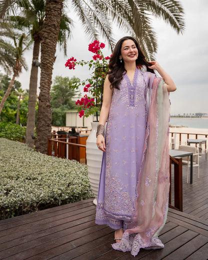 Pure Luxury Lilac Lawn Embroidered Eid Outfit - LL442