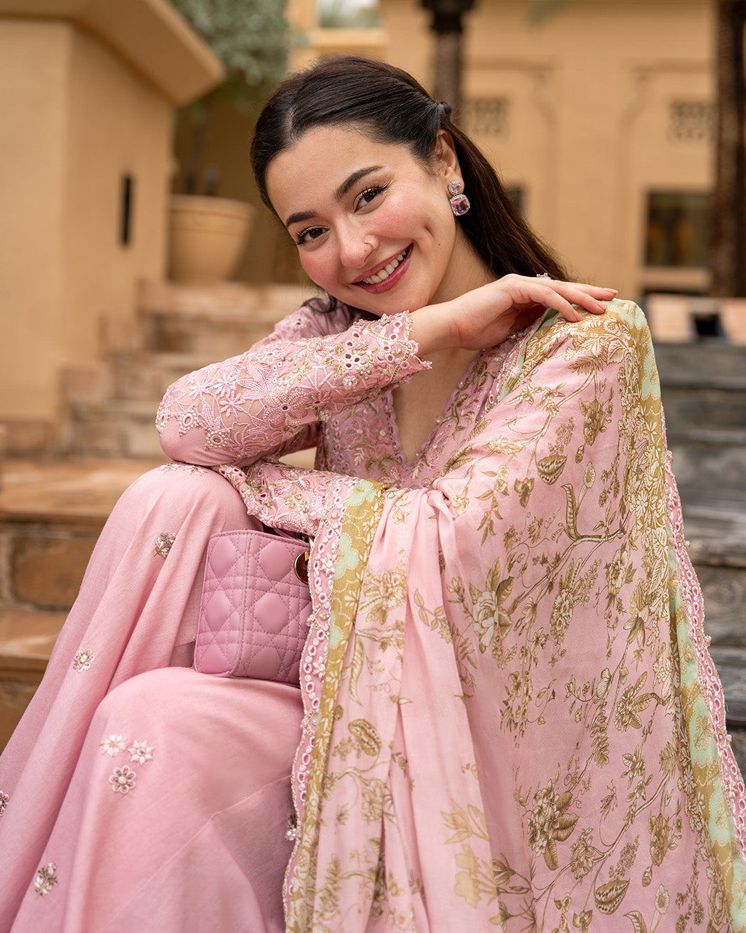 Pure Luxury Tea Pink Lawn Embroidered Eid Outfit - LL443