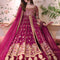 Pure Chiffon Magenta Embroidered Maxi Dress - WW548