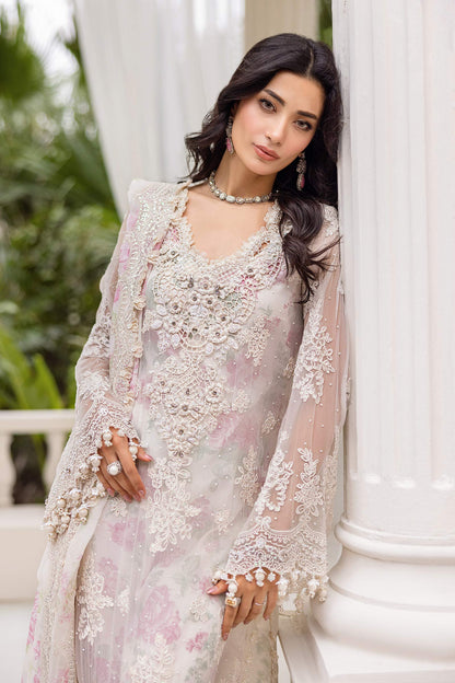 Pure Chiffon Off White Embroidered Dress - WW309