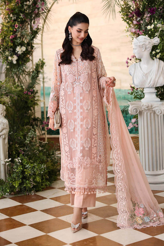 Pure Chiffon Tea Pink Embroidered Wedding Dress - WW503