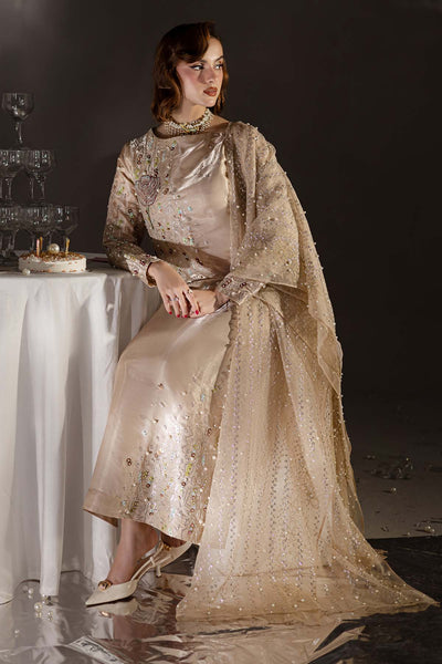 Pure Luxury Beige Gold Lawn Embroidered Eid Outfit - LL444