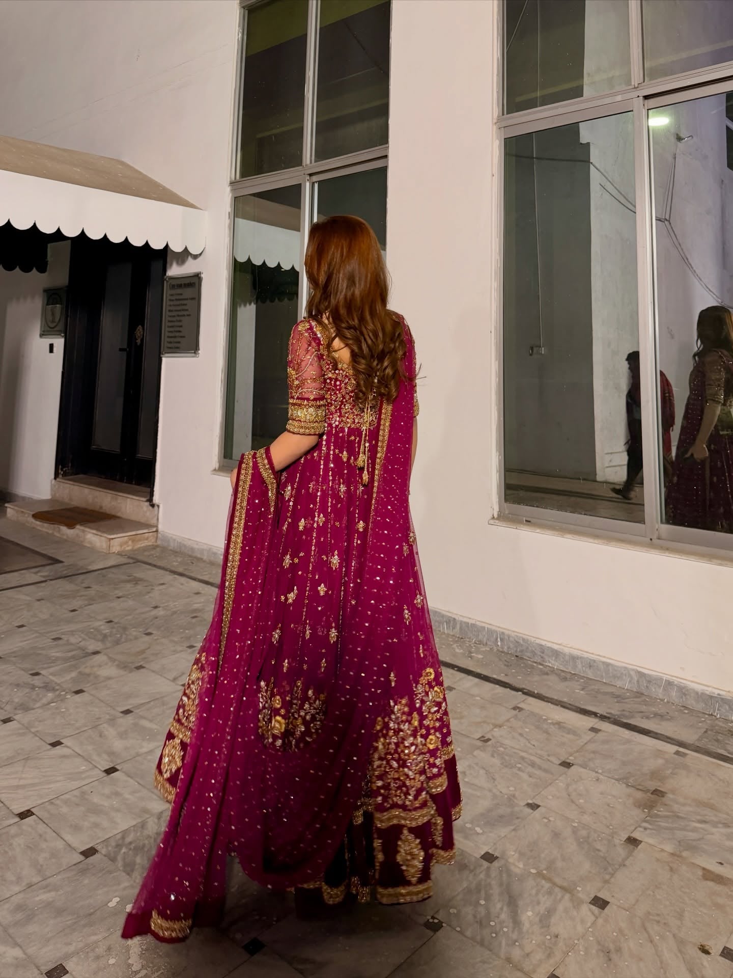 Pure Chiffon Magenta Embroidered Maxi Dress - WW548