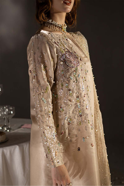 Pure Luxury Beige Gold Lawn Embroidered Eid Outfit - LL444