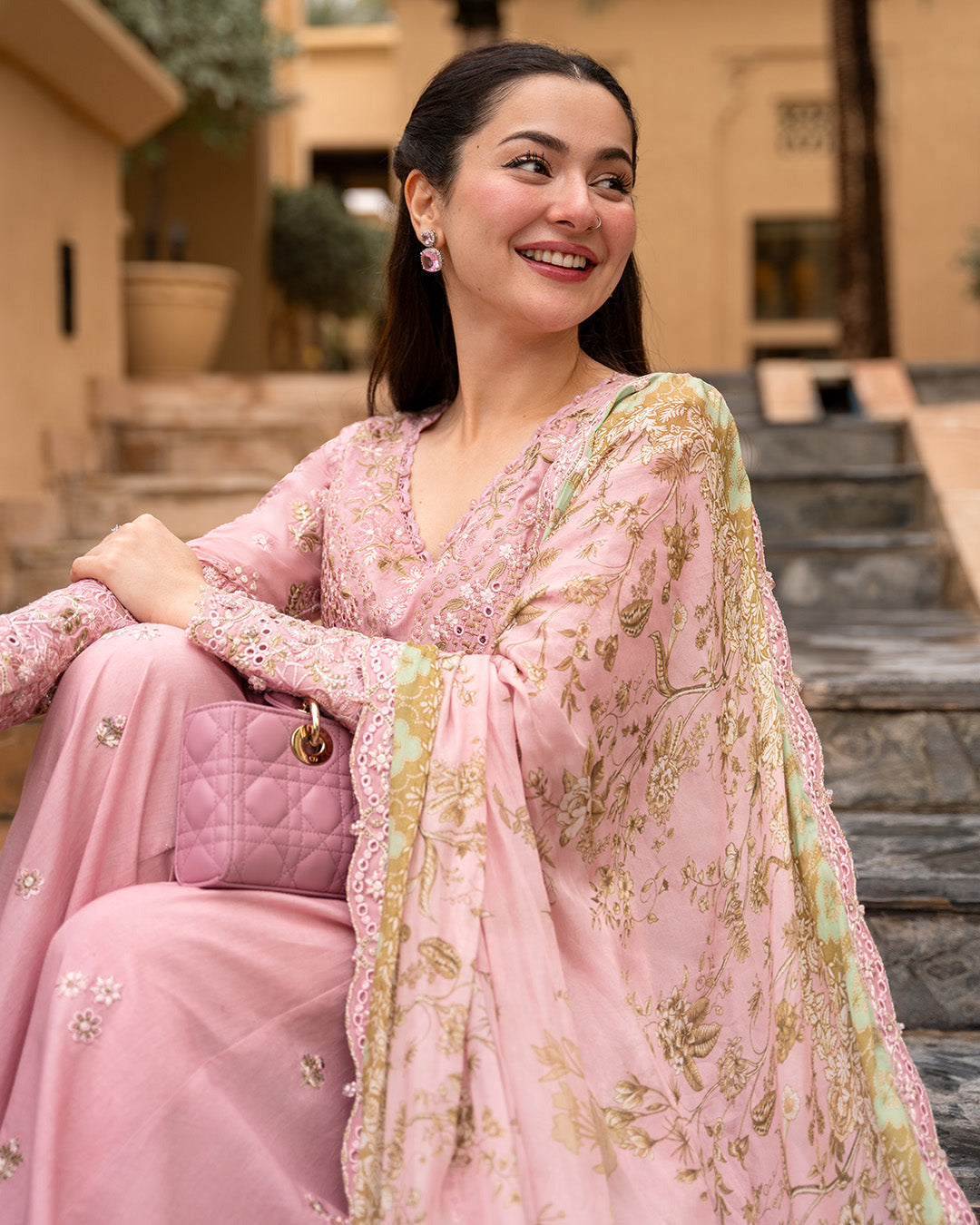 Pure Luxury Tea Pink Lawn Embroidered Eid Outfit - LL443