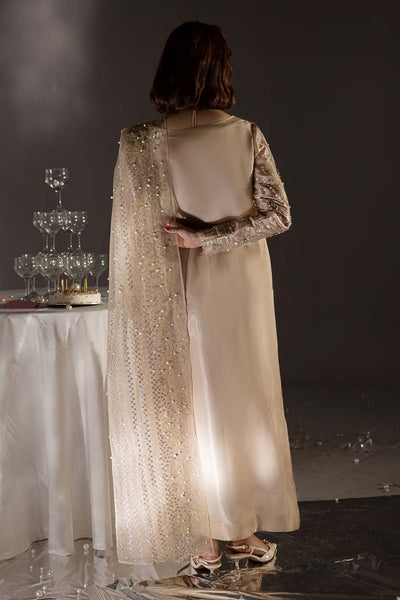Pure Luxury Beige Gold Lawn Embroidered Eid Outfit - LL444