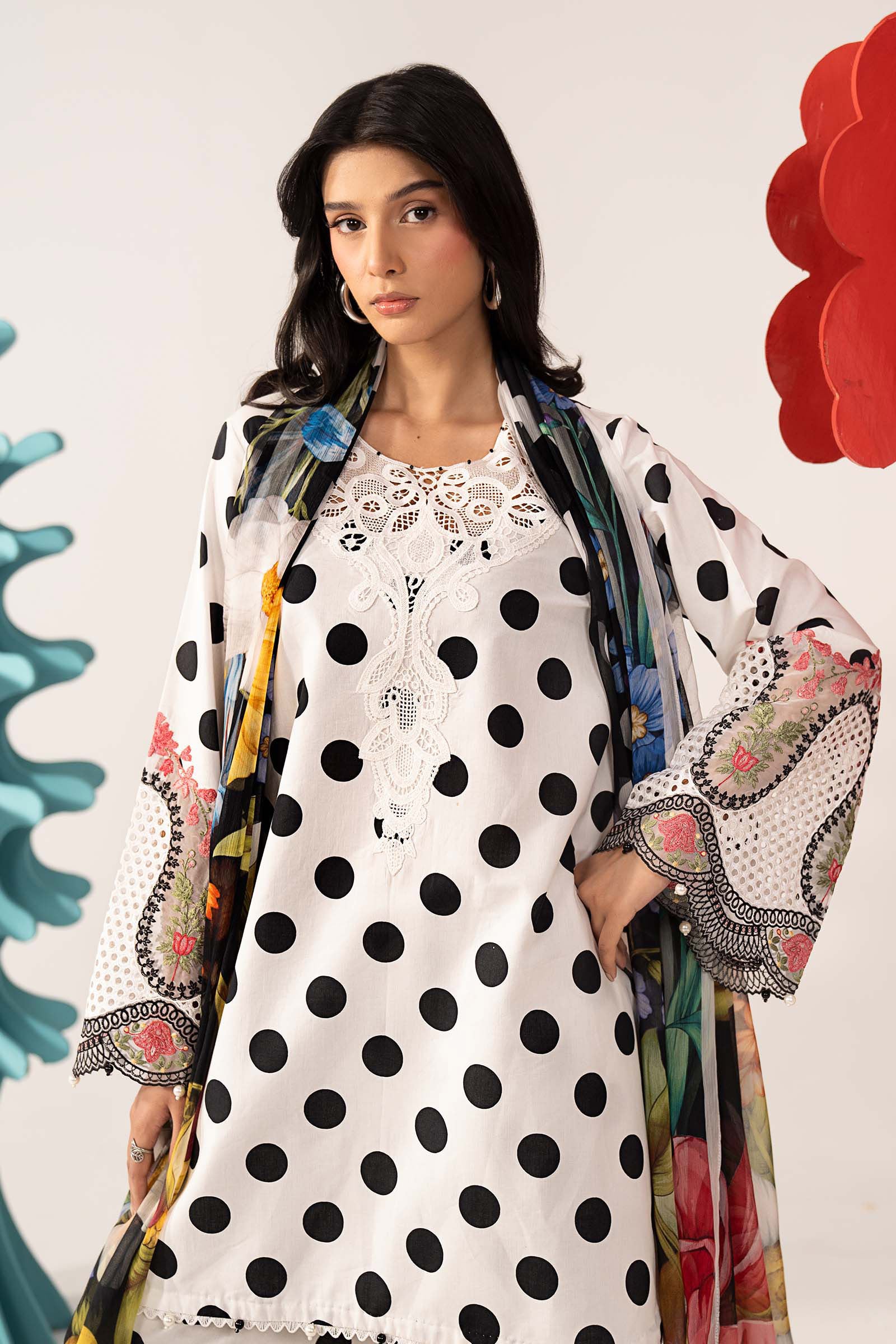 Pure Luxury White Silk Embroidered Eid Outfit - LL455